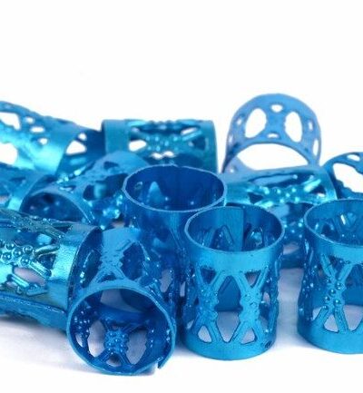 Niebieskie, zaciskowe, koraliki idealne na warkoczyki, dredy, dredloki.