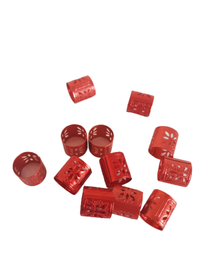 Czerwone zaciskowe koraliki, idealne na warkoczyki, na cornros, dredy, dredloki