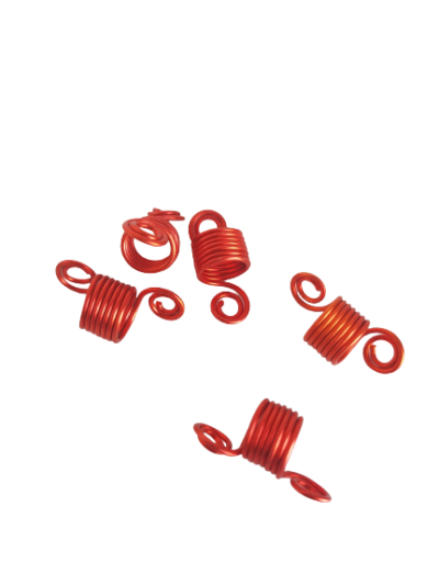 Czerwone sprężynki, wsuwane, rozciągane na warkoczyki, dredloki, dredy