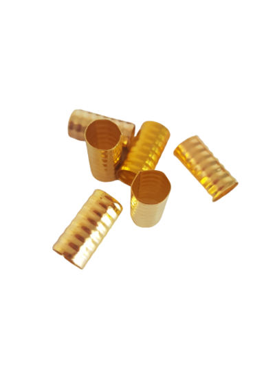 Złote, zaciskowe, długie, pełne koraliki, idealne na warkoczyki, dredloki, dredy, cornrows (8×16)