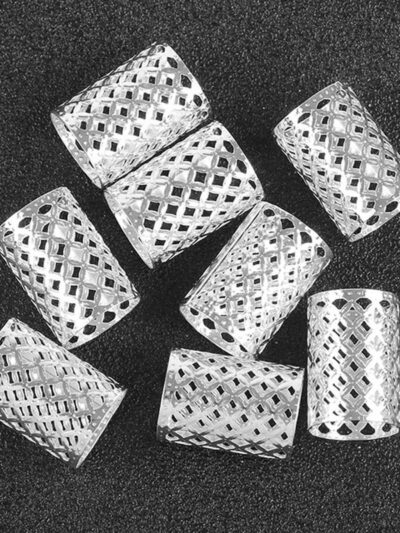 Srebrne, zaciskowe ozdoby idealne na boxerskie warkoczyki (15×23)