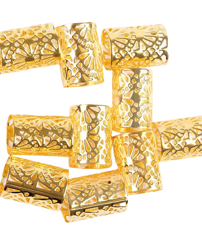 Złote, zaciskowe ozdoby idealne na boxerskie warkoczyki (15×23)