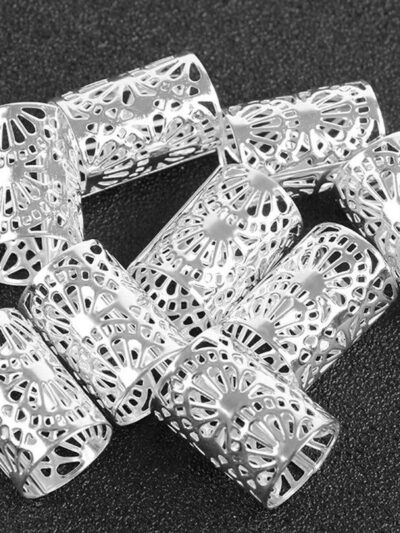 Srebrne, zaciskowe ozdoby idealne na boxerskie warkoczyki (15×23)