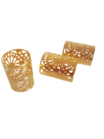 Złote, plastikowe kółka ozdobne do warkoczyków (14×2)