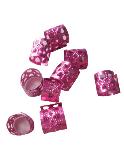 Różowe zaciskowe koraliki, idealne na grubsze warkoczyki, dredloki, dredy, cornrows