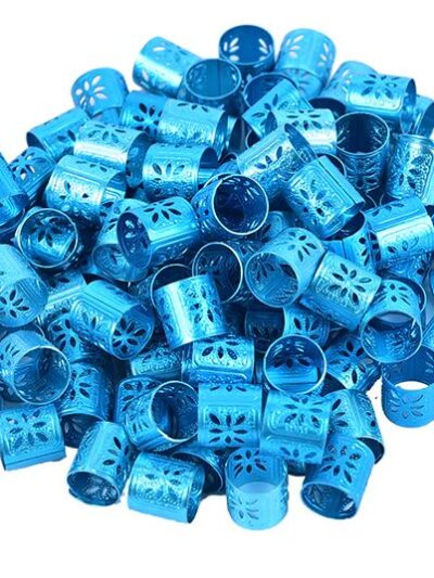 Niebieskie zaciskowe koraliki, idealne na warkoczyki, na cornros, dredy, dredloki