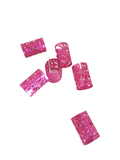 Różowe zaciskowe koraliki, idealne na warkoczyki, dredloki, dredy, cornrows