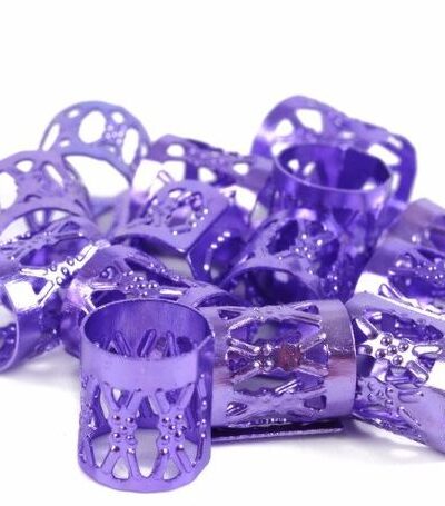 Fioletowe, zaciskowe, koraliki idealne na warkoczyki, dredy, dredloki