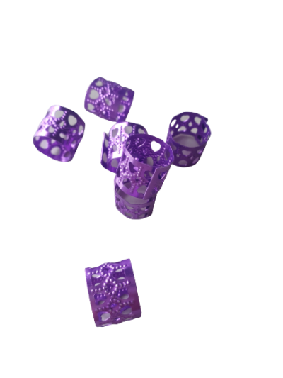 Fioletowe zaciskowe koraliki, idealne na grubsze warkoczyki, dredloki, dredy, cornrows