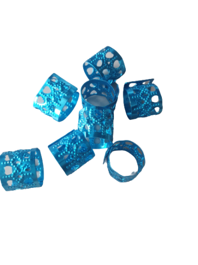 Niebieskie zaciskowe koraliki, idealne na grubsze warkoczyki, dredloki, dredy, cornrows