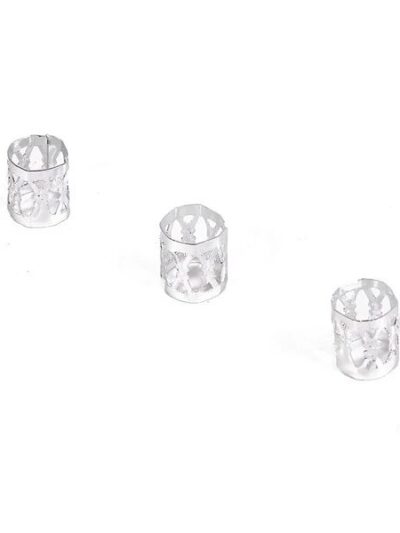 Srebrne, zaciskowe, koraliki idealne na warkoczyki, dredy, dredloki (7×9)