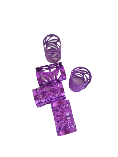 Fioletowe zaciskowe koraliki, idealne na warkoczyki, dredloki, dredy, cornrows