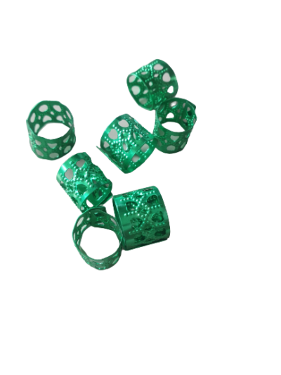 Zielone zaciskowe koraliki, idealne na grubsze warkoczyki, dredloki, dredy, cornrows