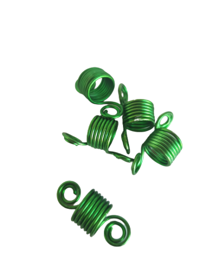 Zielone sprężynki, wsuwane, rozciągane na warkoczyki, dredloki, dredy