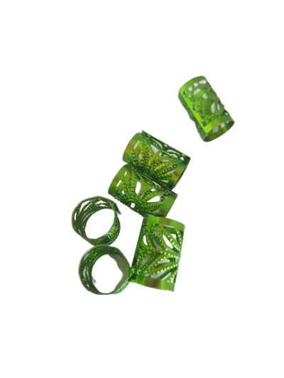 Zielone zaciskowe koraliki, idealne na warkoczyki, dredloki, dredy, cornrows