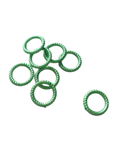 Zielone, plastikowe kółka ozdobne do warkoczyków