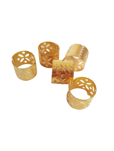 Złote zaciski, biżuteria na warkoczyki, dredy, dredloki (10×12)