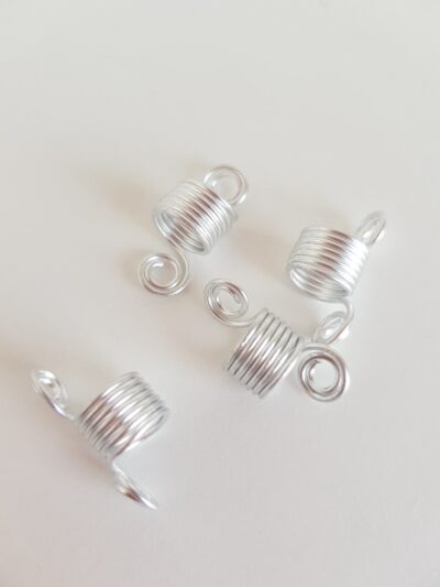 Srebrne sprężynki, wsuwane, rozciągane na warkoczyki, dredloki, dredy (11×10-40)