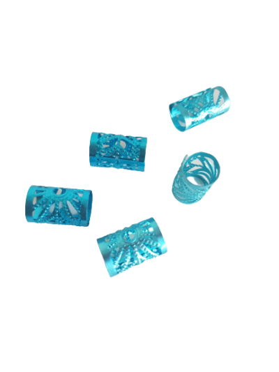 Niebieskie zaciskowe koraliki, idealne na warkoczyki, dredloki, dredy, cornrows