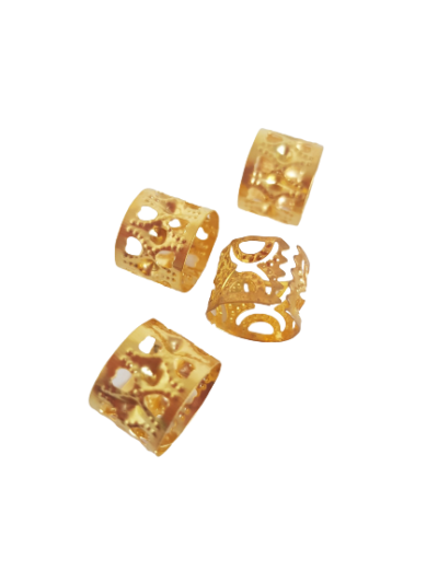 Złote, zaciskowe koraliki, idealne na grubsze warkoczyki, dredloki, dredy, cornrows (10×11)